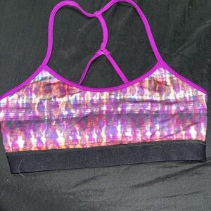 ALO Yoga Vibrant Sports Bra with Purple Accents